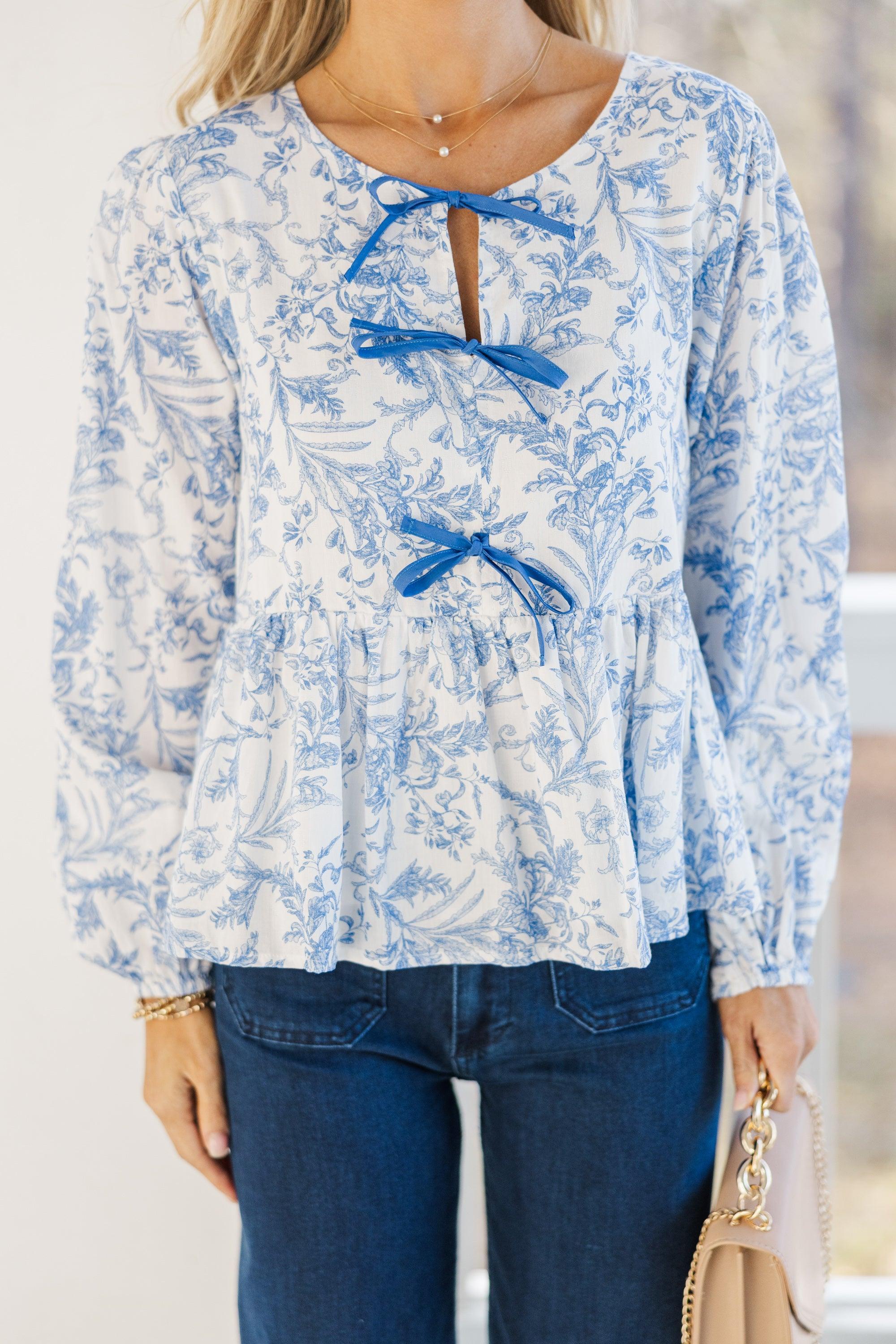 Great Days Ahead Light Blue Toile Blouse Female Product Image