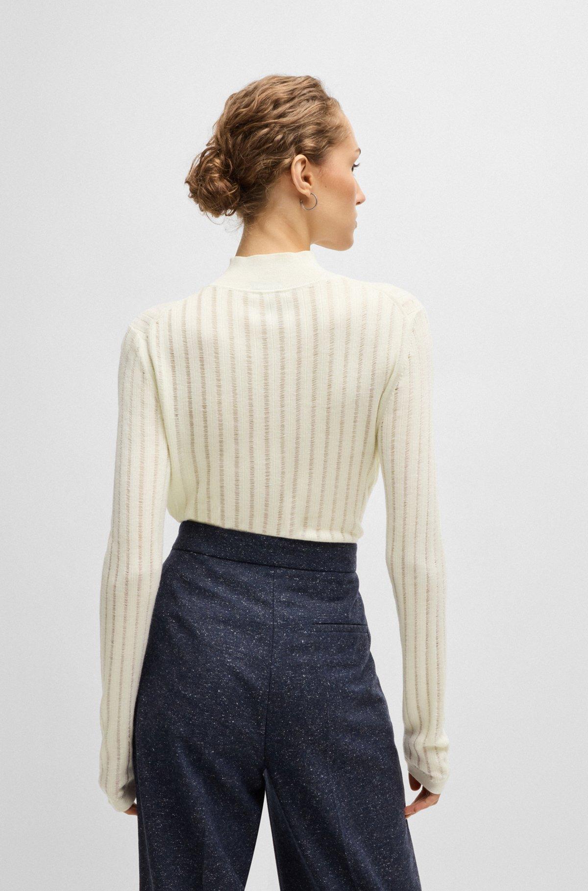 Wool sweater with structured stripes Product Image