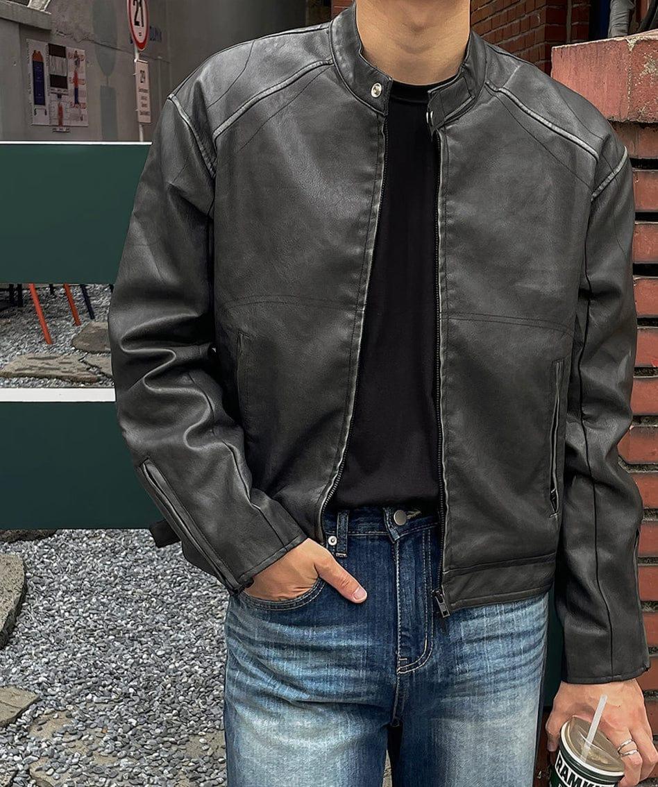 RT No. 12453 BLACK BIKER LEATHER JK Product Image