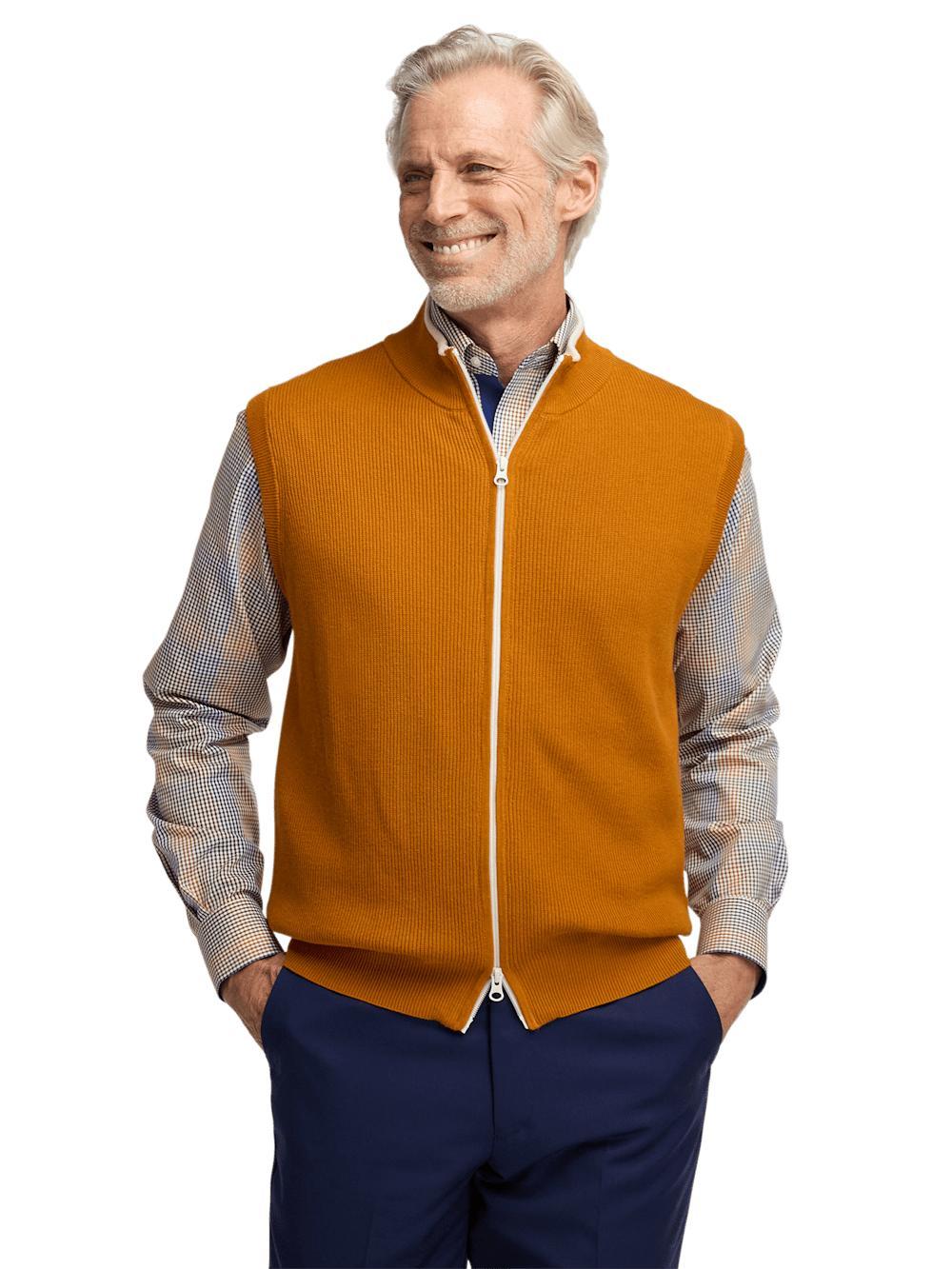 Cotton Full Zip Mock Neck Vest - Rust Product Image