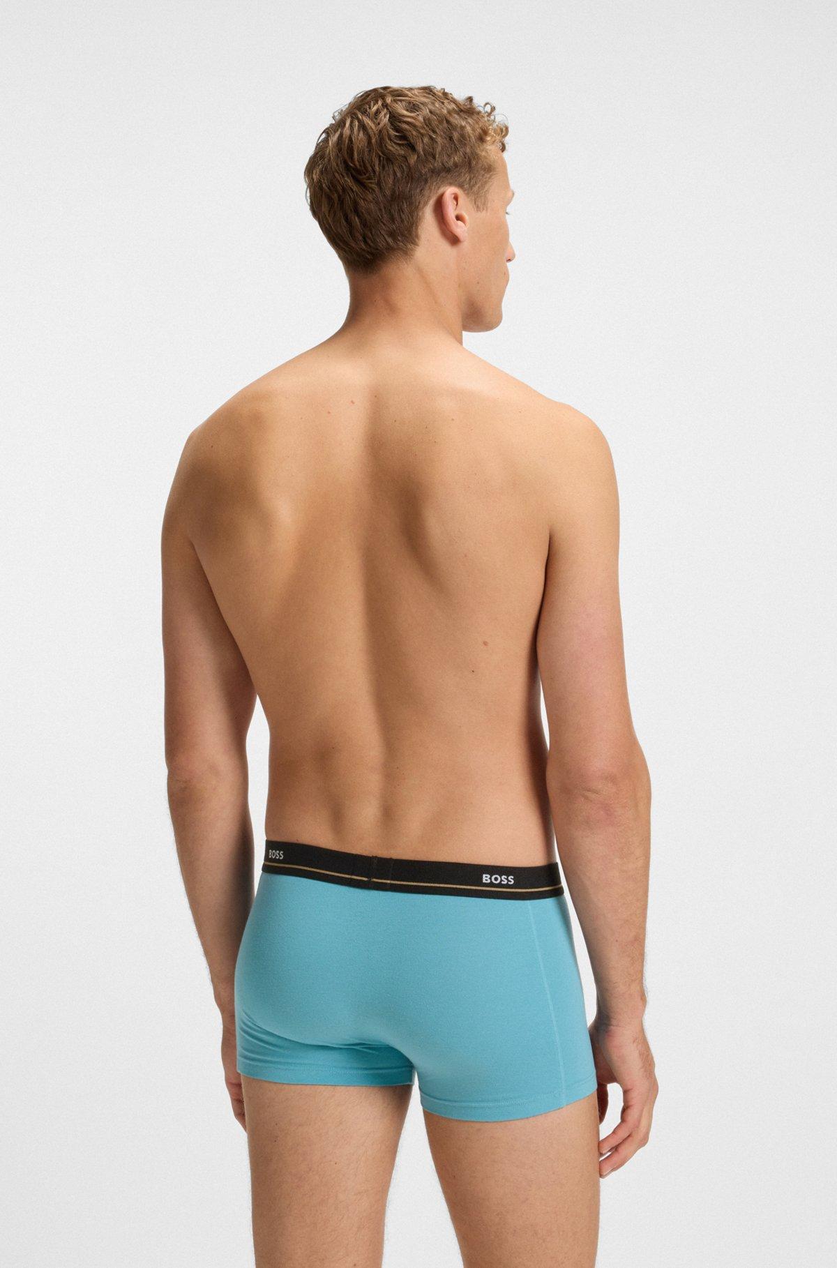 BOSS - Three-pack of stretch-cotton trunks with logo waistbands - Patterned Product Image