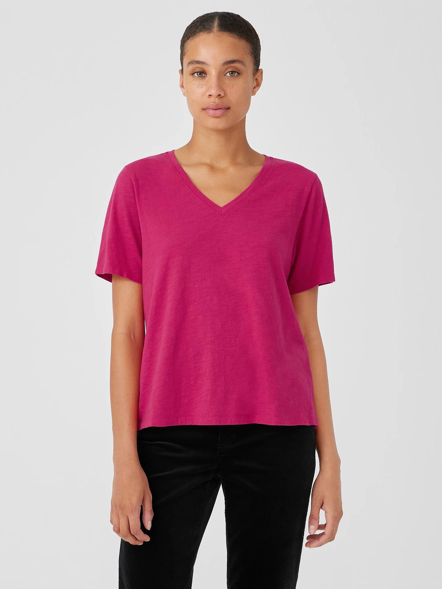 Organic Cotton Slub V-Neck Tee Product Image