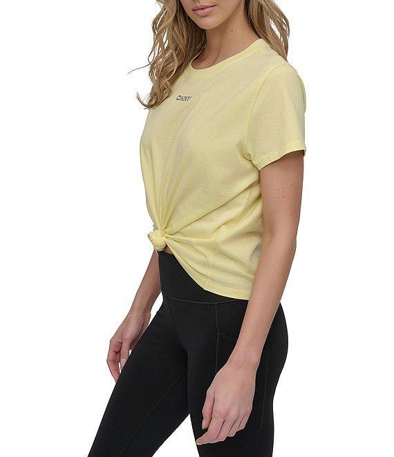 DKNY by Donna Karan Crew Neck Short Sleeve Knot Front Tee Shirt Product Image