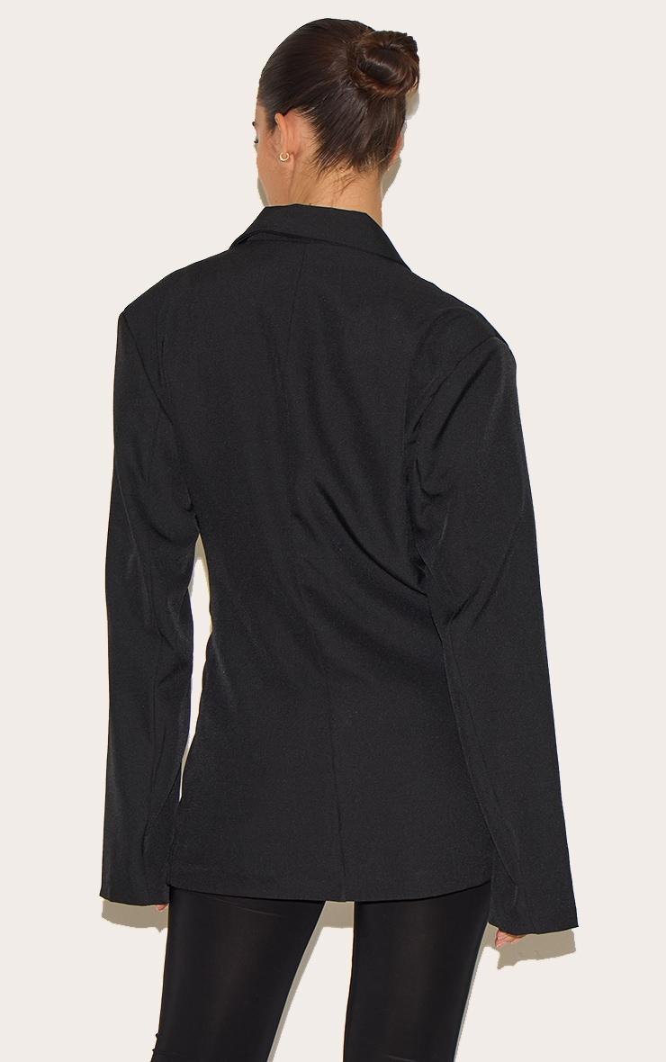  Black Tie Front Structured Blazer Product Image