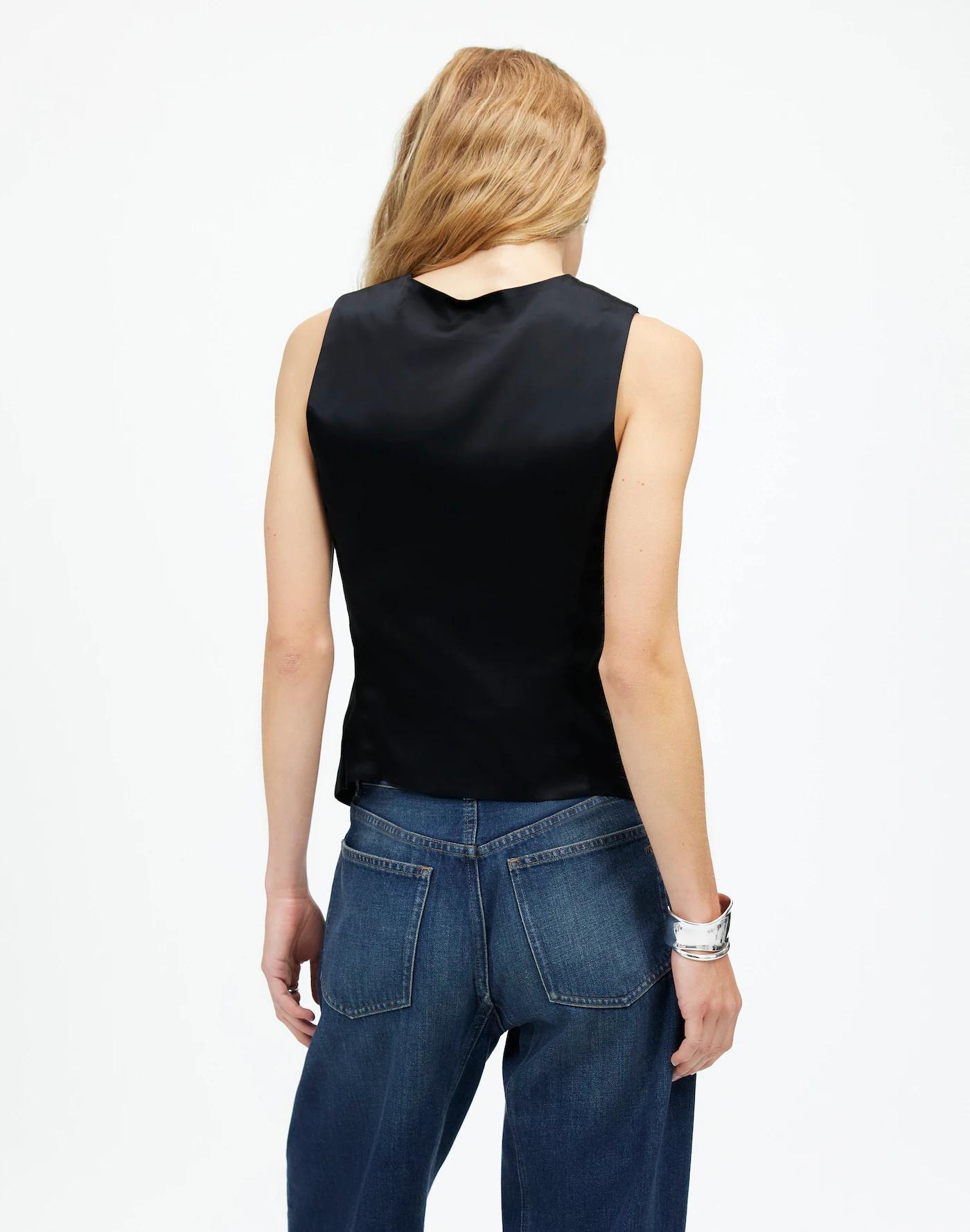 Button-Front Vest Top in Satin Product Image