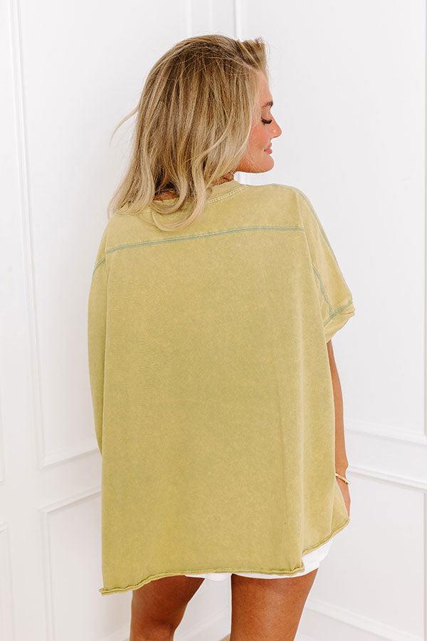 Effortless Vibes Mineral Wash Oversized Tee in Lime Punch Product Image