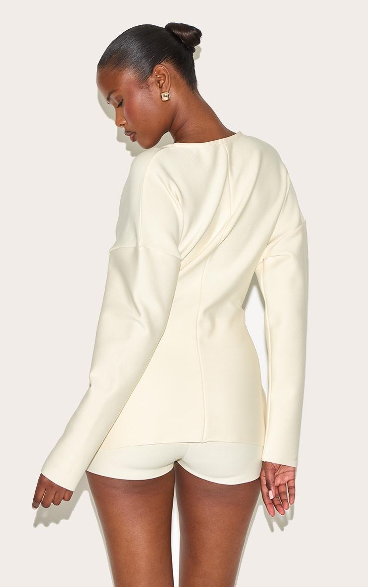 Cream Bandage Button Up Cardigan Romper Product Image