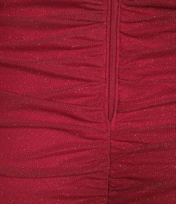 Pear Culture Glitter Mesh Off The Shoulder Long Sleeve Dress Product Image