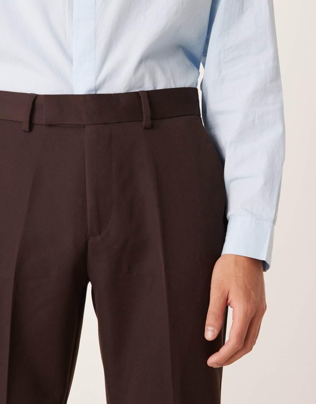 ASOS DESIGN smart slim fit pants in brown Product Image