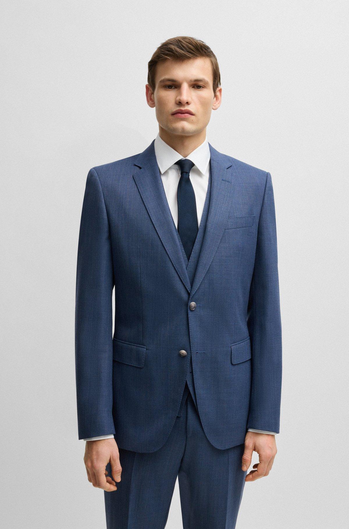 Slim-fit three-piece suit in patterned wool Product Image