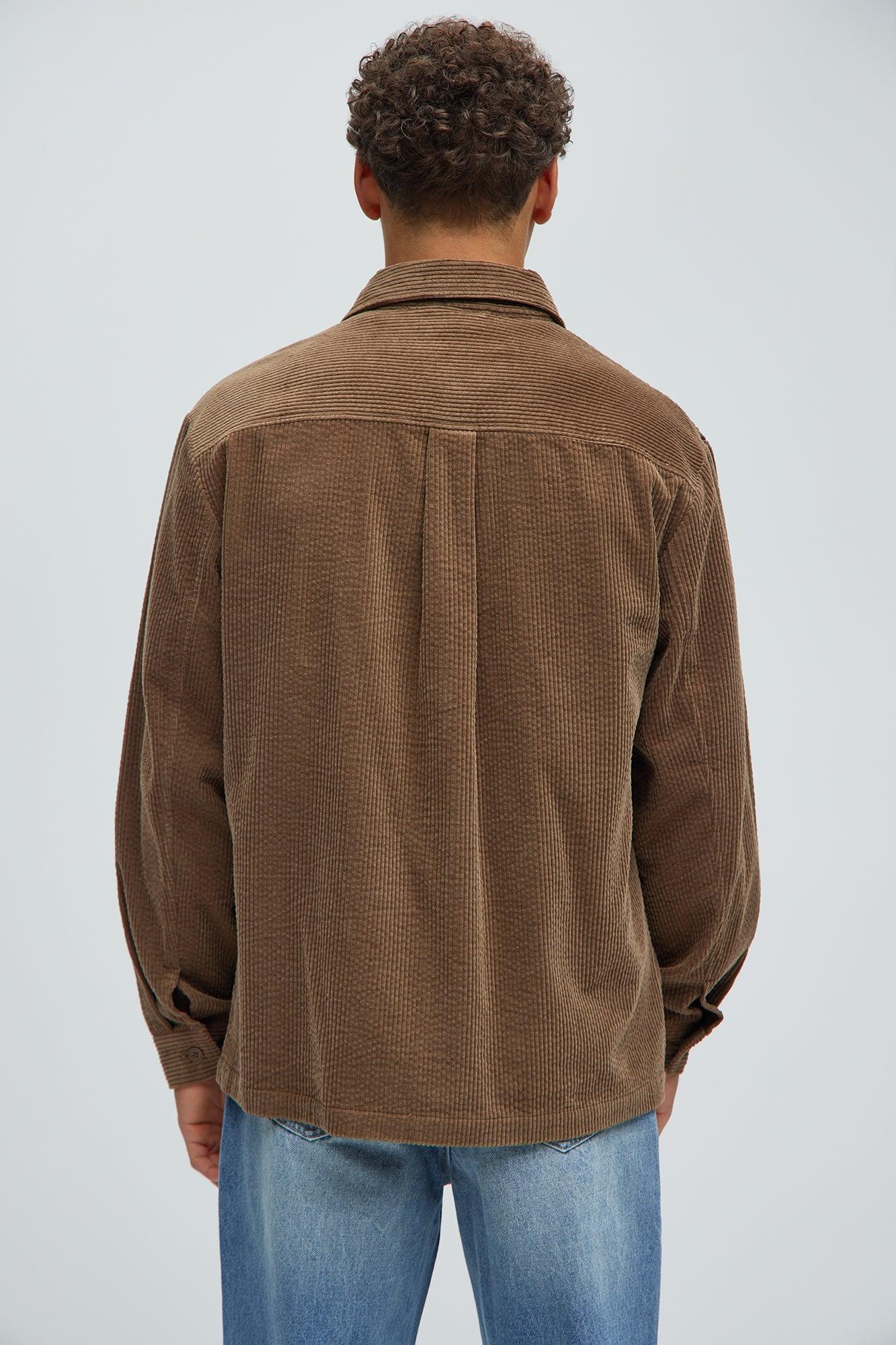 Corduroy Pocket Button Up Shirt - Brown Product Image