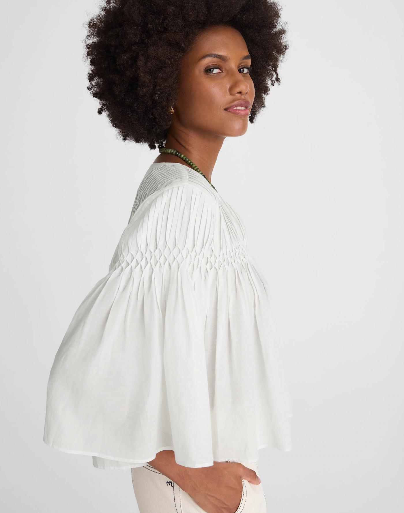 Pintucked Flutter-Sleeve Top Product Image
