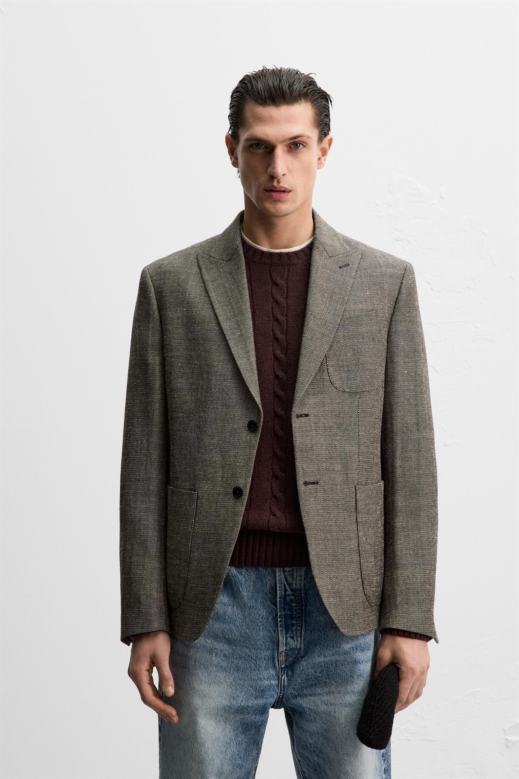 LINEN - WOOL BLEND STRUCTURED BLAZER Product Image