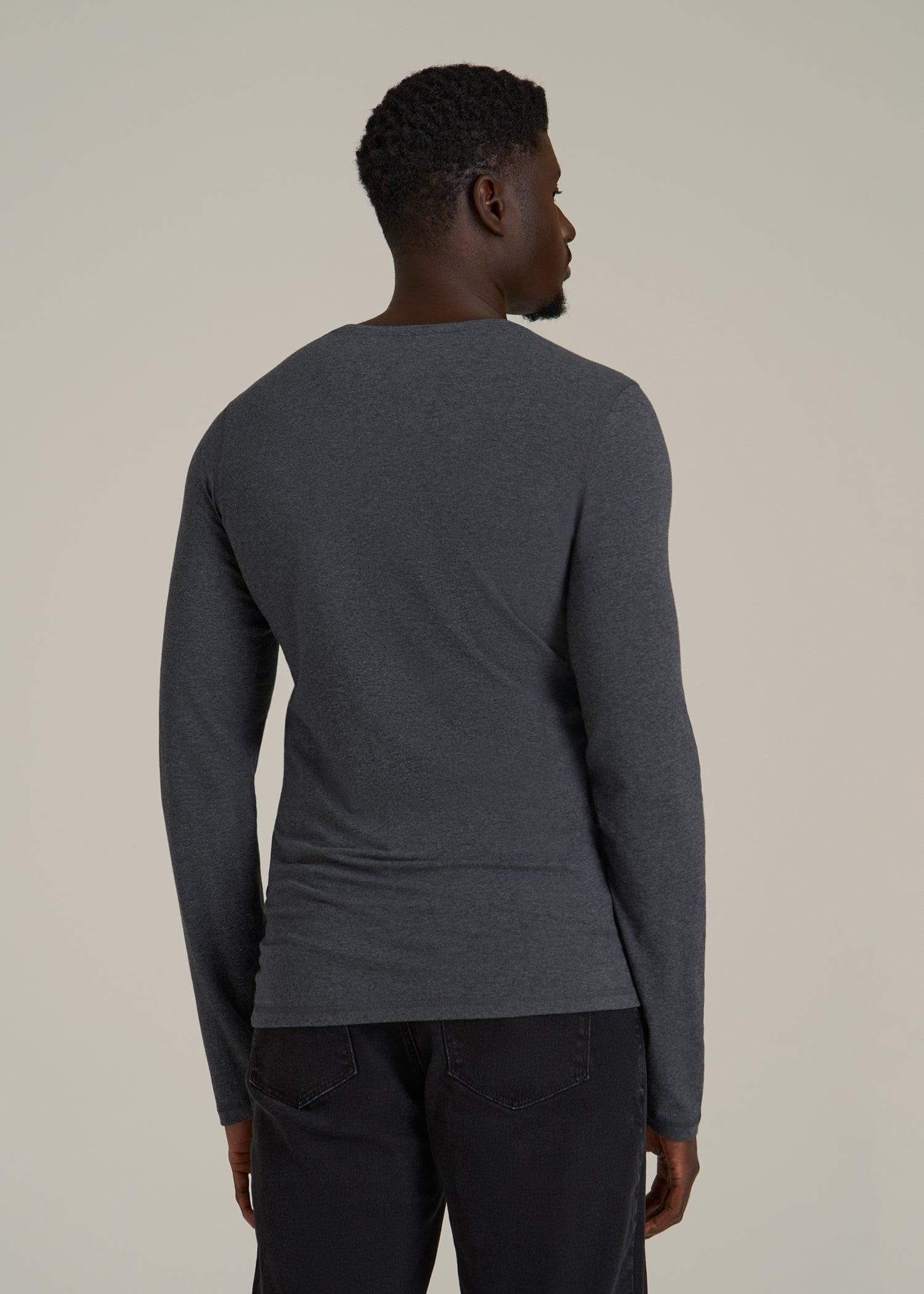 The Essential SLIM-FIT Long Sleeve Tee for Tall Men in Charcoal Mix Male Product Image