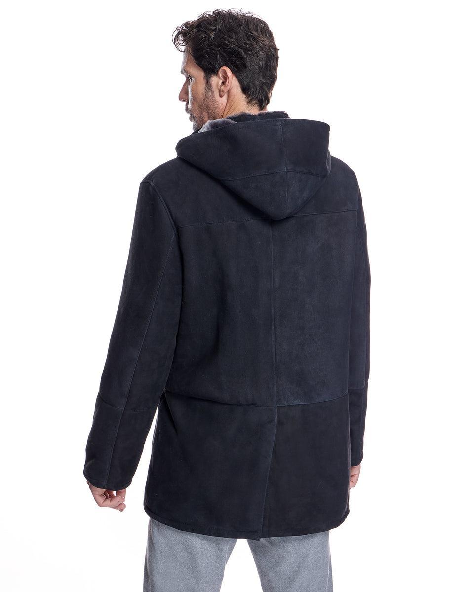 Men's Shearling Hooded Coat Product Image