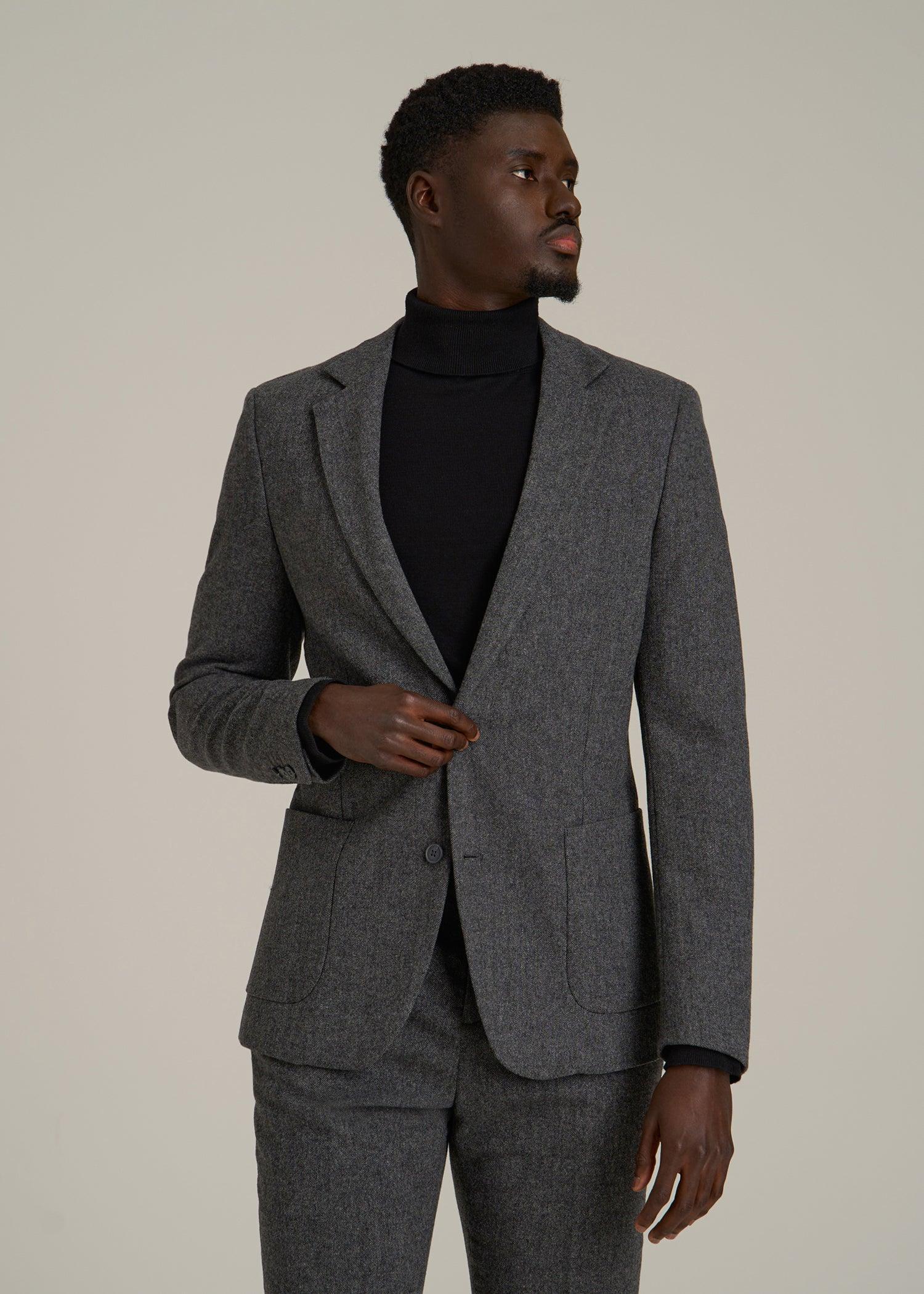 Wool Blend Blazer for Tall Men in Anthracite Tweed Male Product Image
