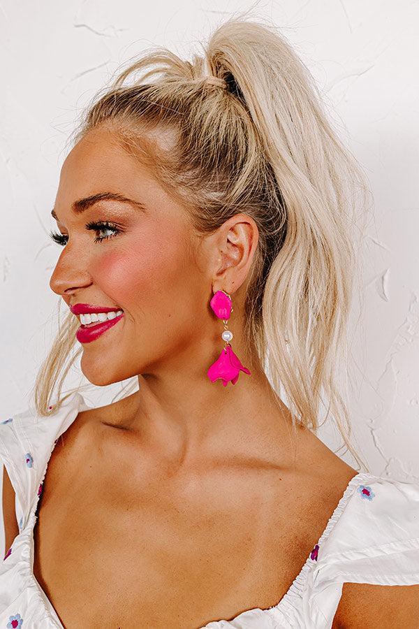 Chic And Sincere Earrings In Fuchsia Product Image