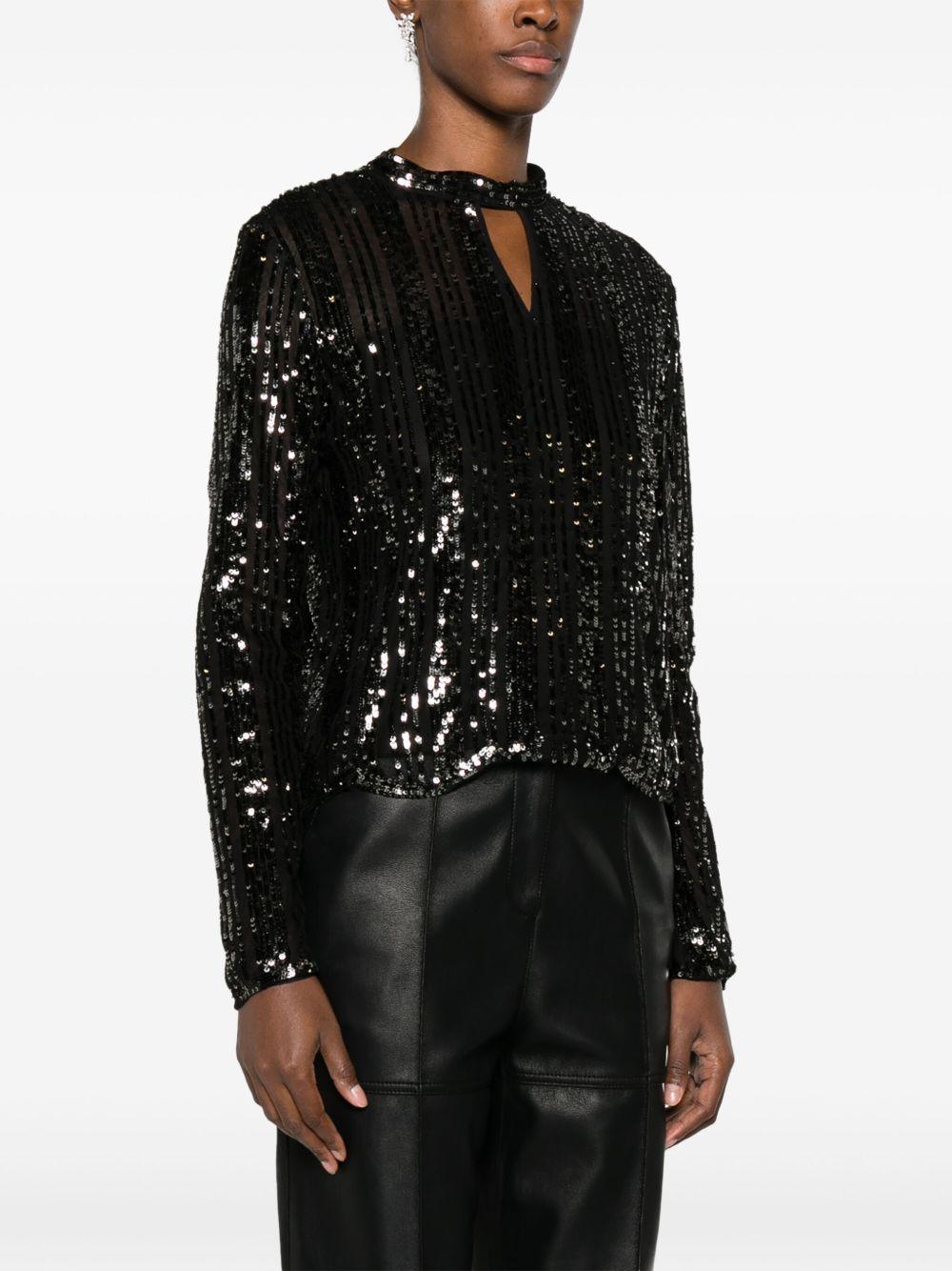 sequin-embellished keyhole-neck blouse Product Image
