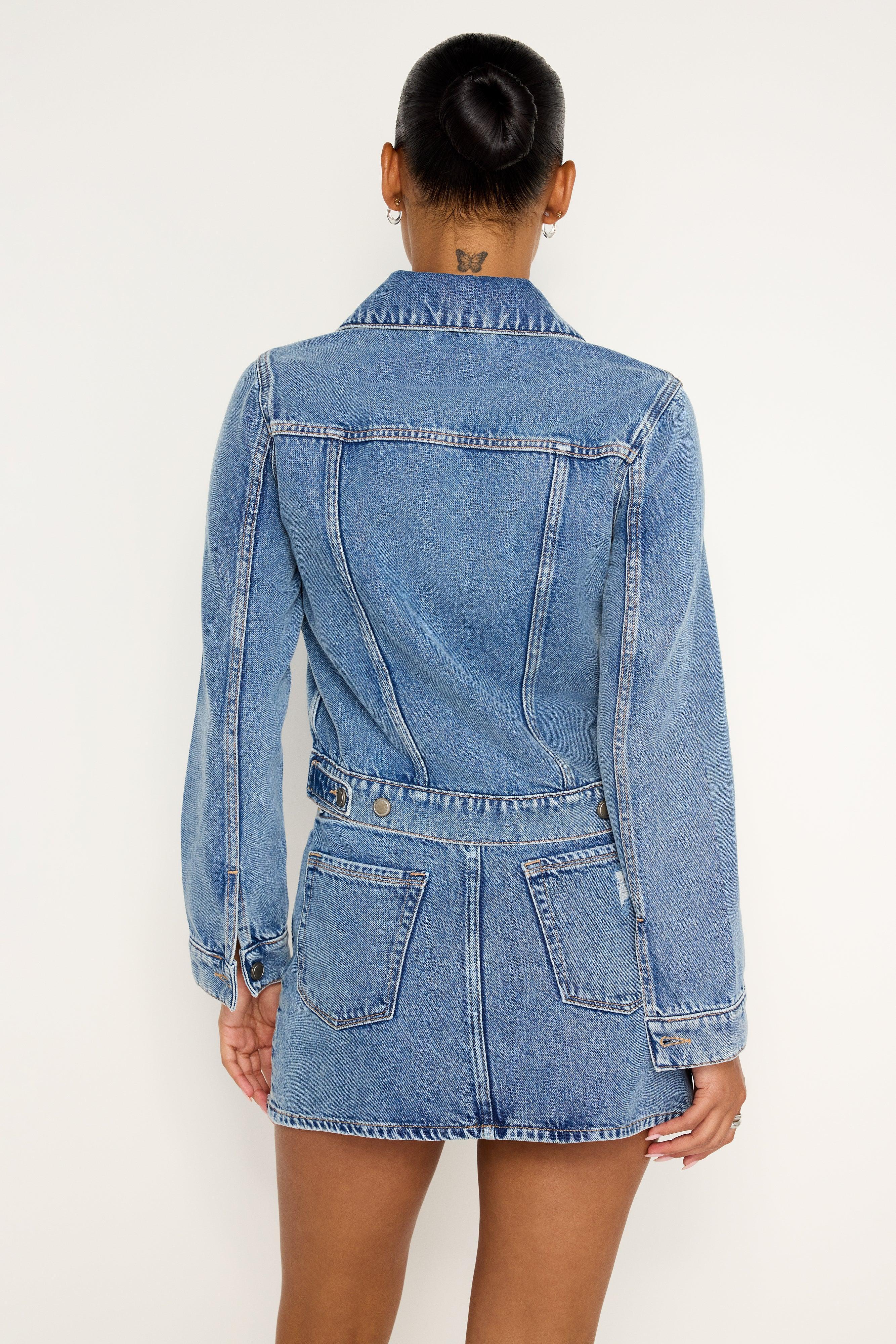 CROPPED TRUCKER JACKET | INDIGO682 Product Image