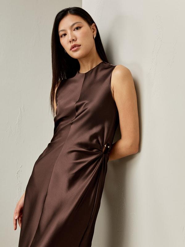 Sleeveless A-line Silk Dress Product Image