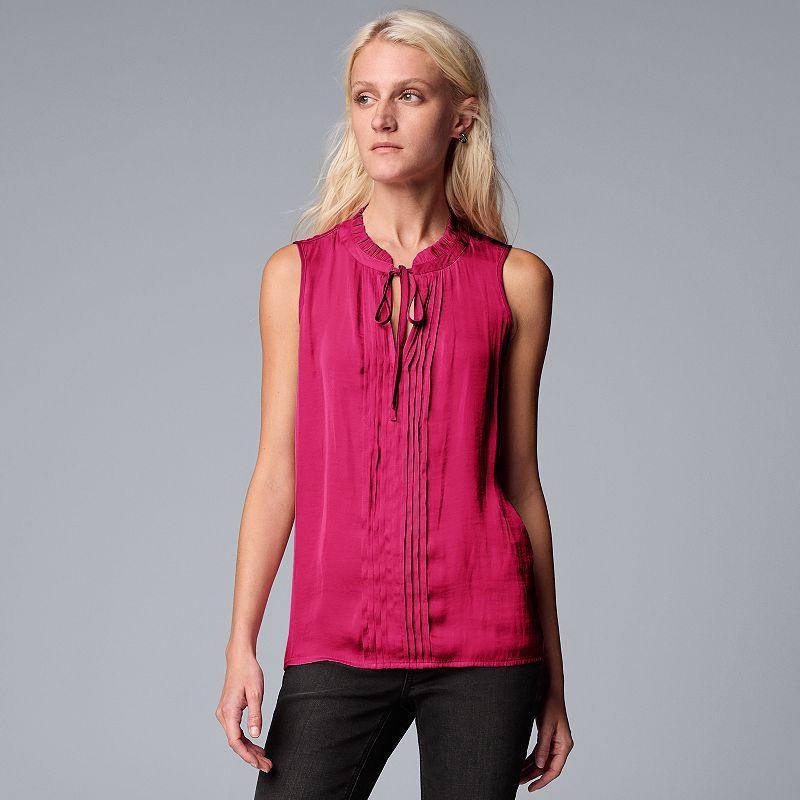 Womens Simply Vera Vera Wang Tie Front Pintuck Top Product Image