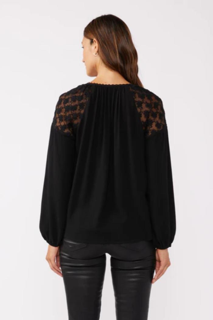 Embroidered Tie Neck Top Product Image