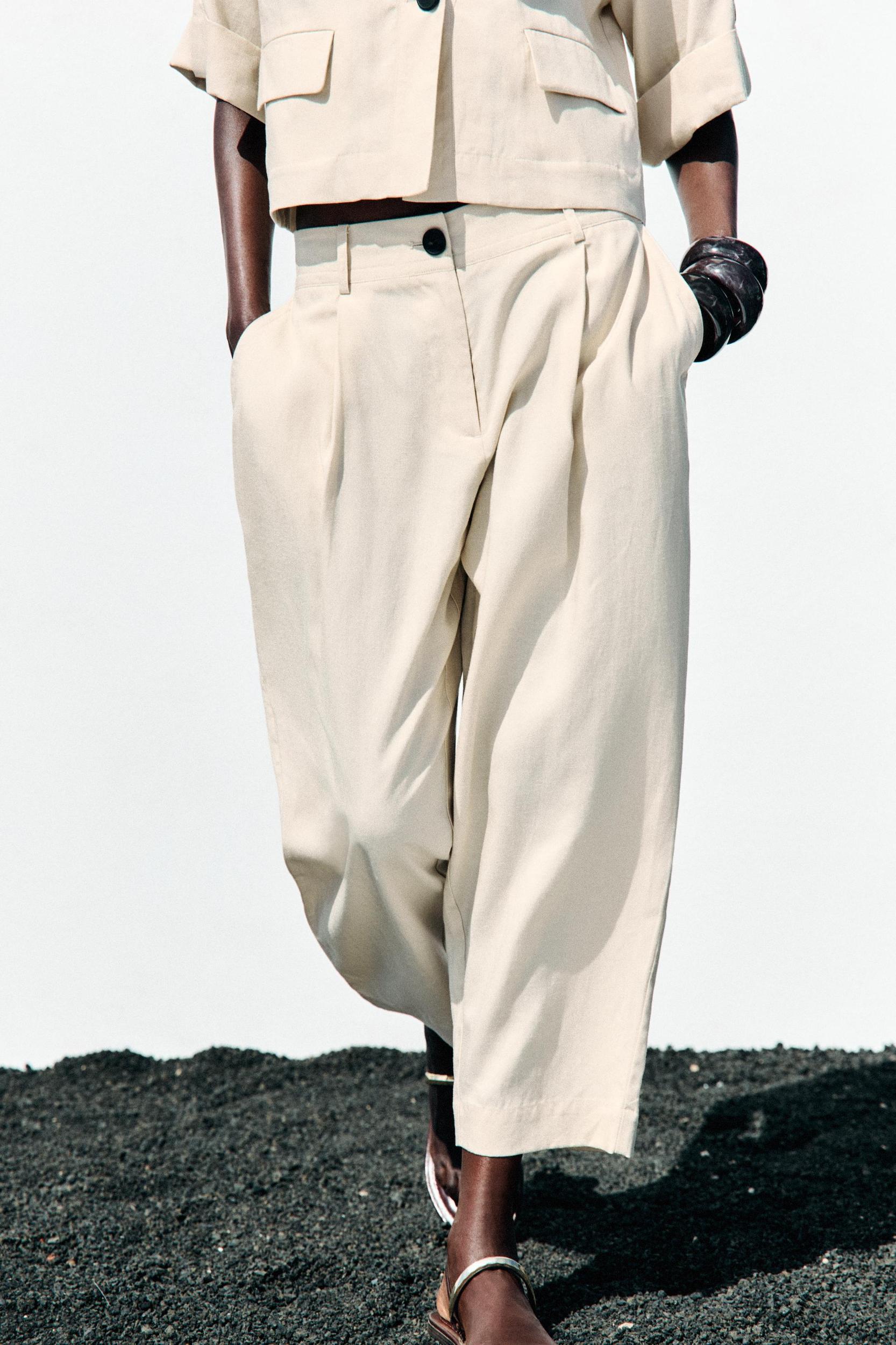 PLEATED ELASTIC WAIST PANTS Product Image