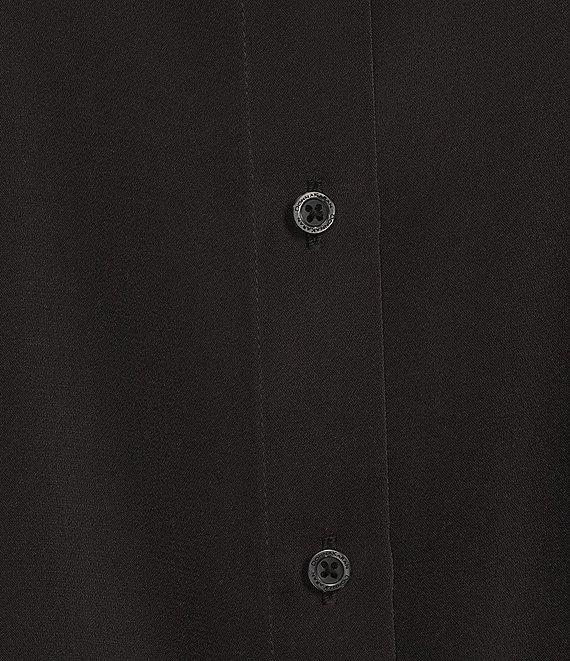 Donna Karan Spread Collar Long Sleeve Pointed Hem Button Down Blouse Product Image