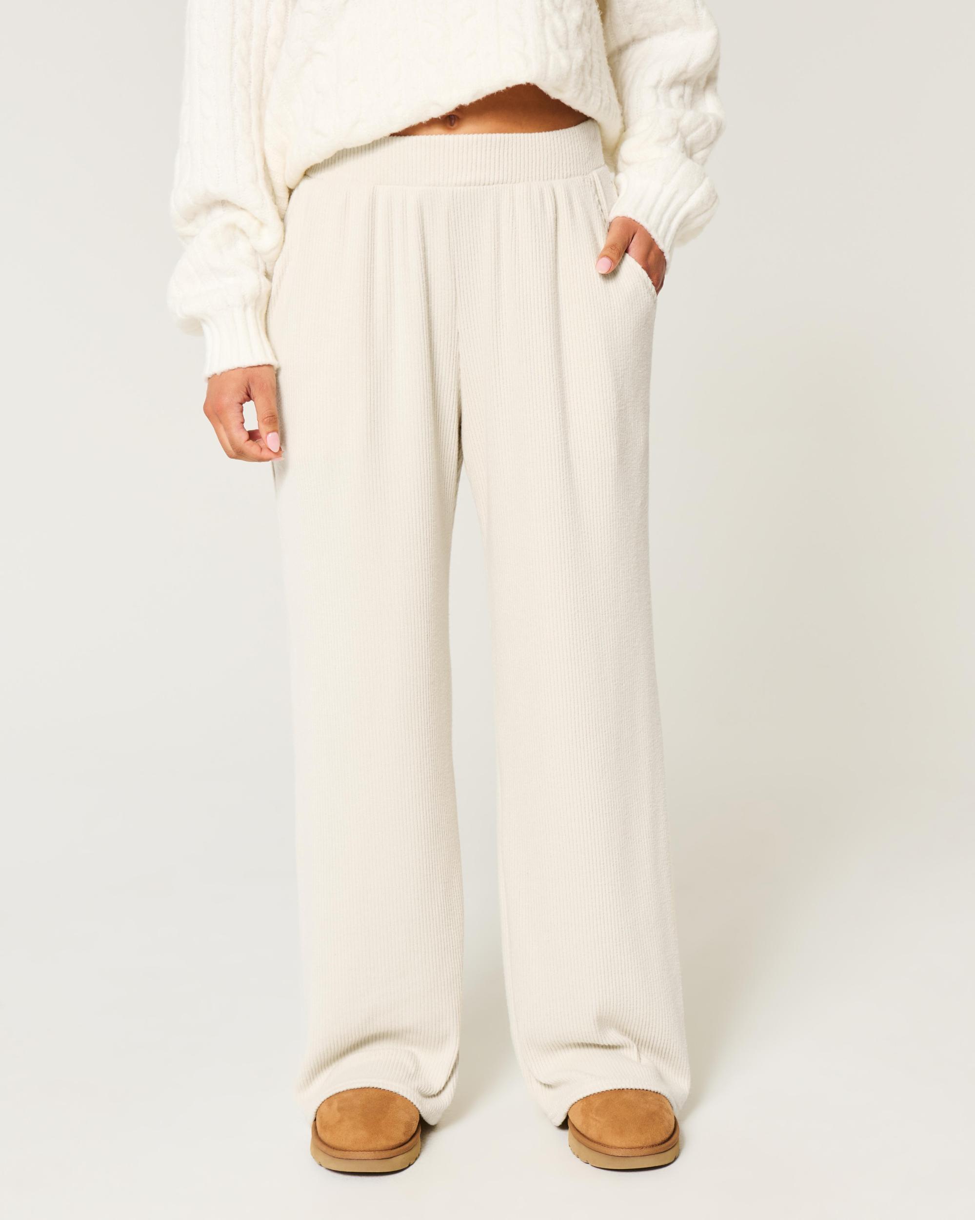 Cozy Ribbed Baggy Pants Product Image