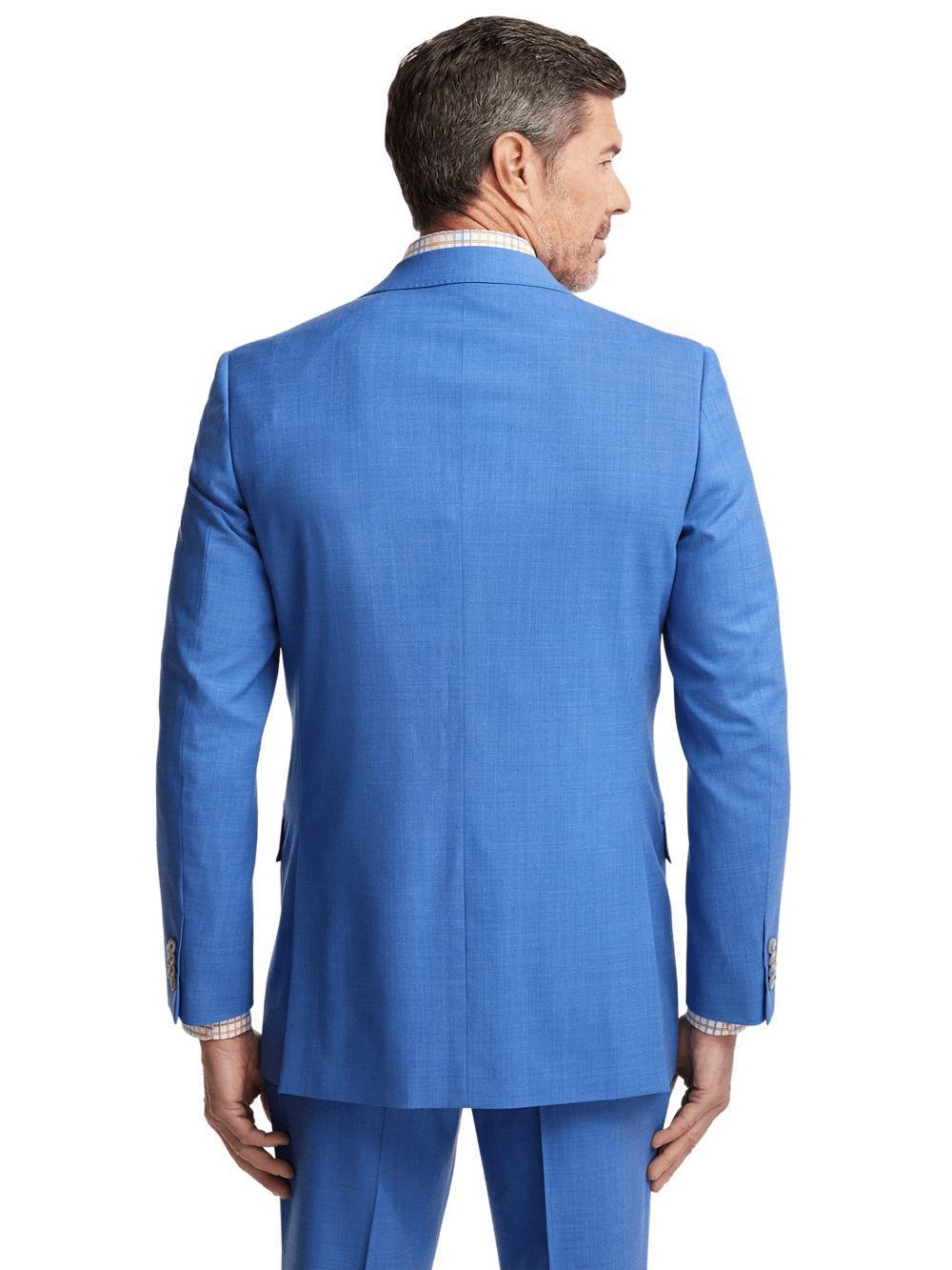 Wool Stretch Bengaline Peak Lapel Suit Jacket - French Blue Product Image