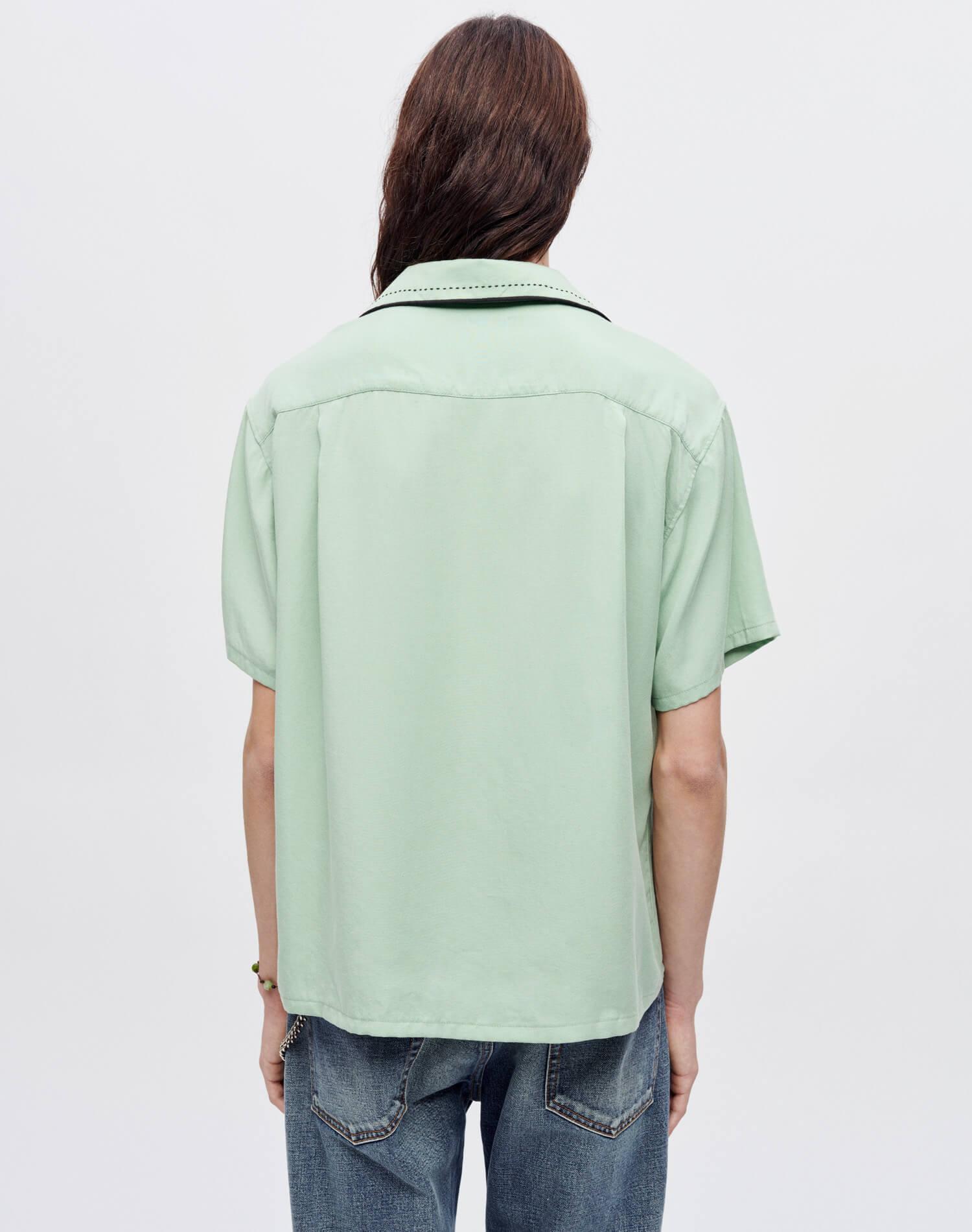 Sashiko Bowling Shirt - Pale Green Male Product Image