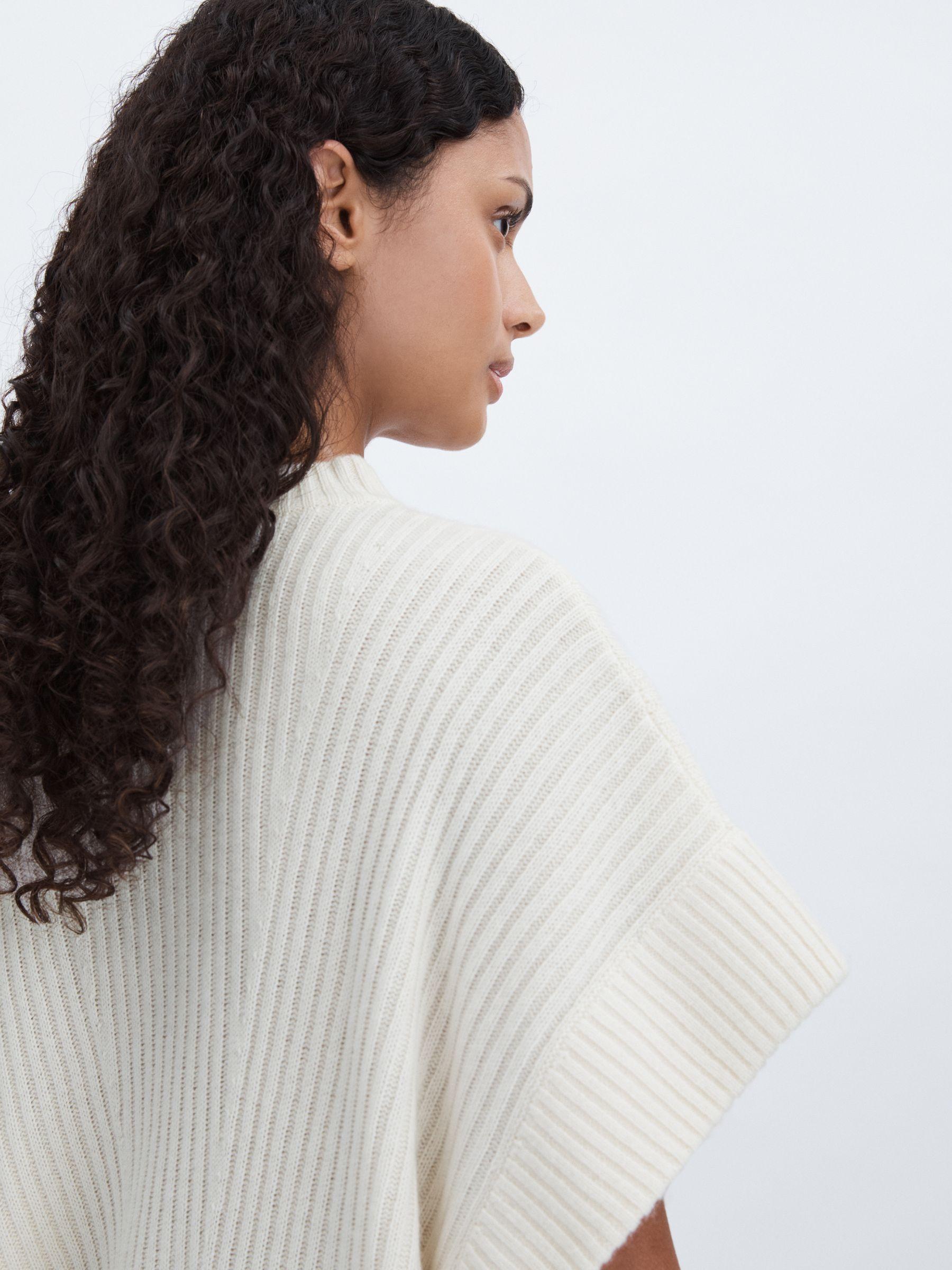 Wool Cashmere Ribbed Top in Cream Product Image