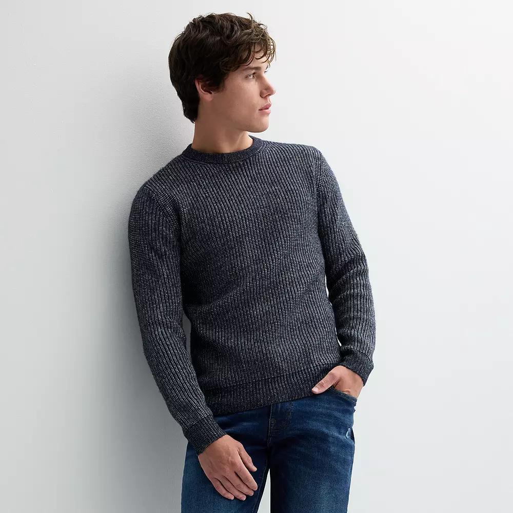 Men's Retrofit Textured Crewneck Sweater, Size: XL, Blue Product Image