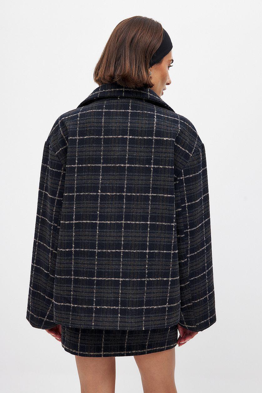 Checked Oversized Short Jacket Product Image