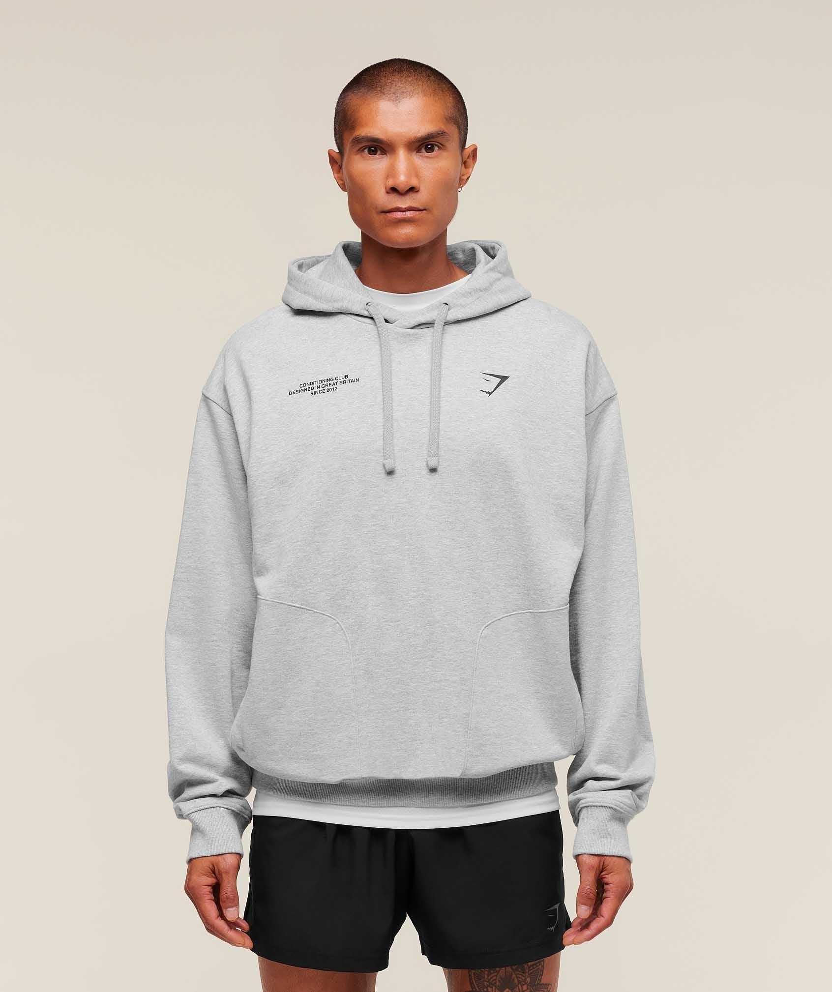 Gymshark Conditioning Club Hoodie - Light Grey Core Marl Male Product Image