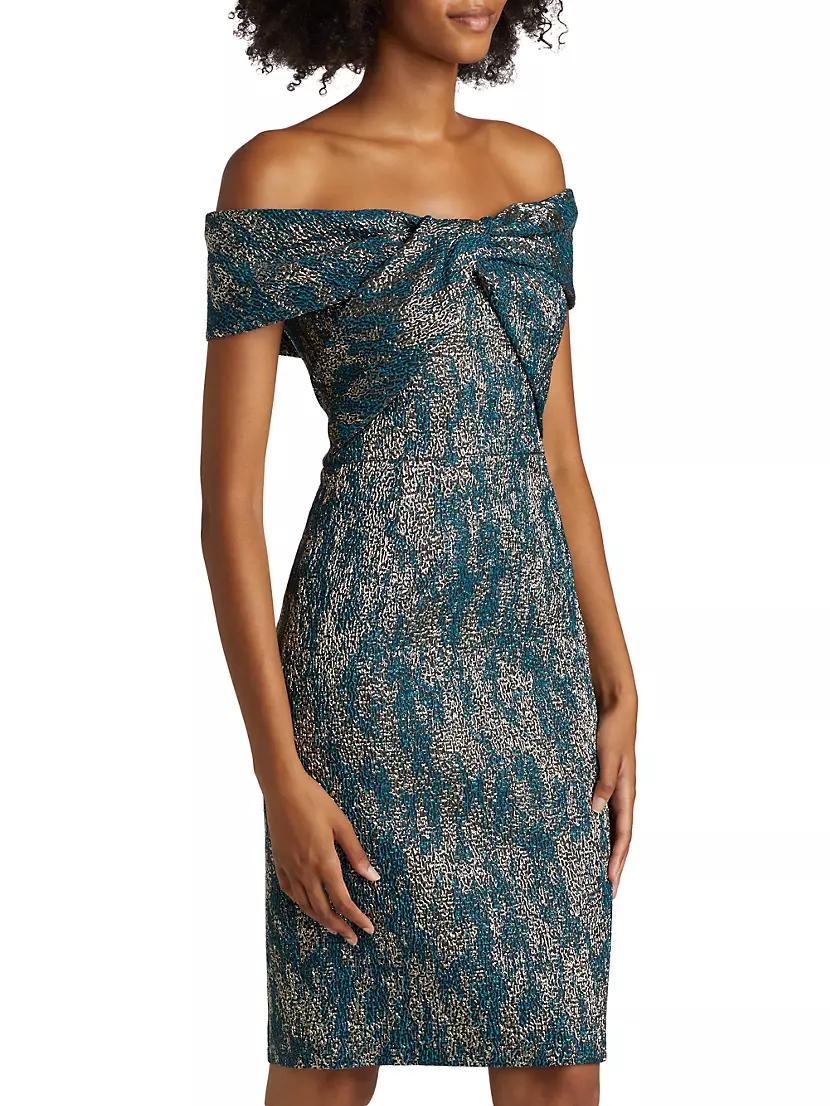 Metallic Jacquard Off-The-Shoulder Dress Product Image