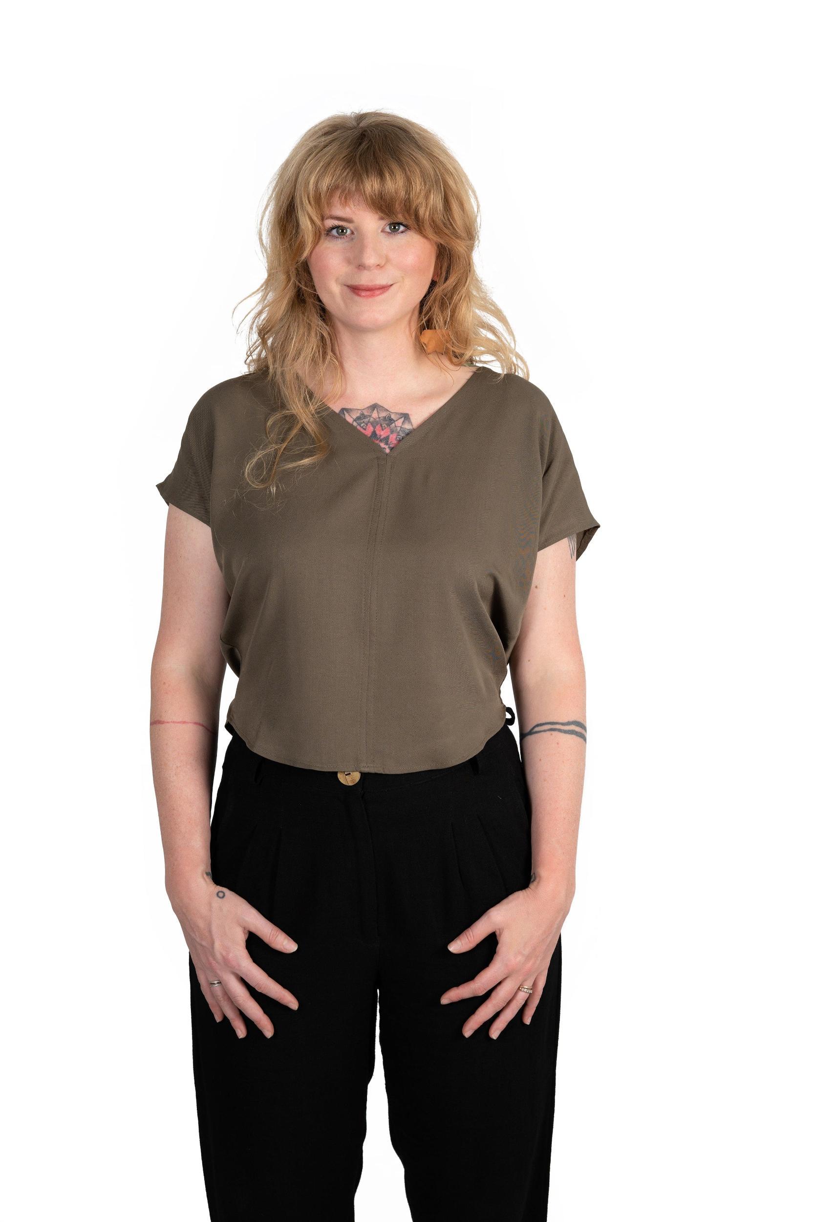 Dolman top in Olive Rayon Twill Product Image