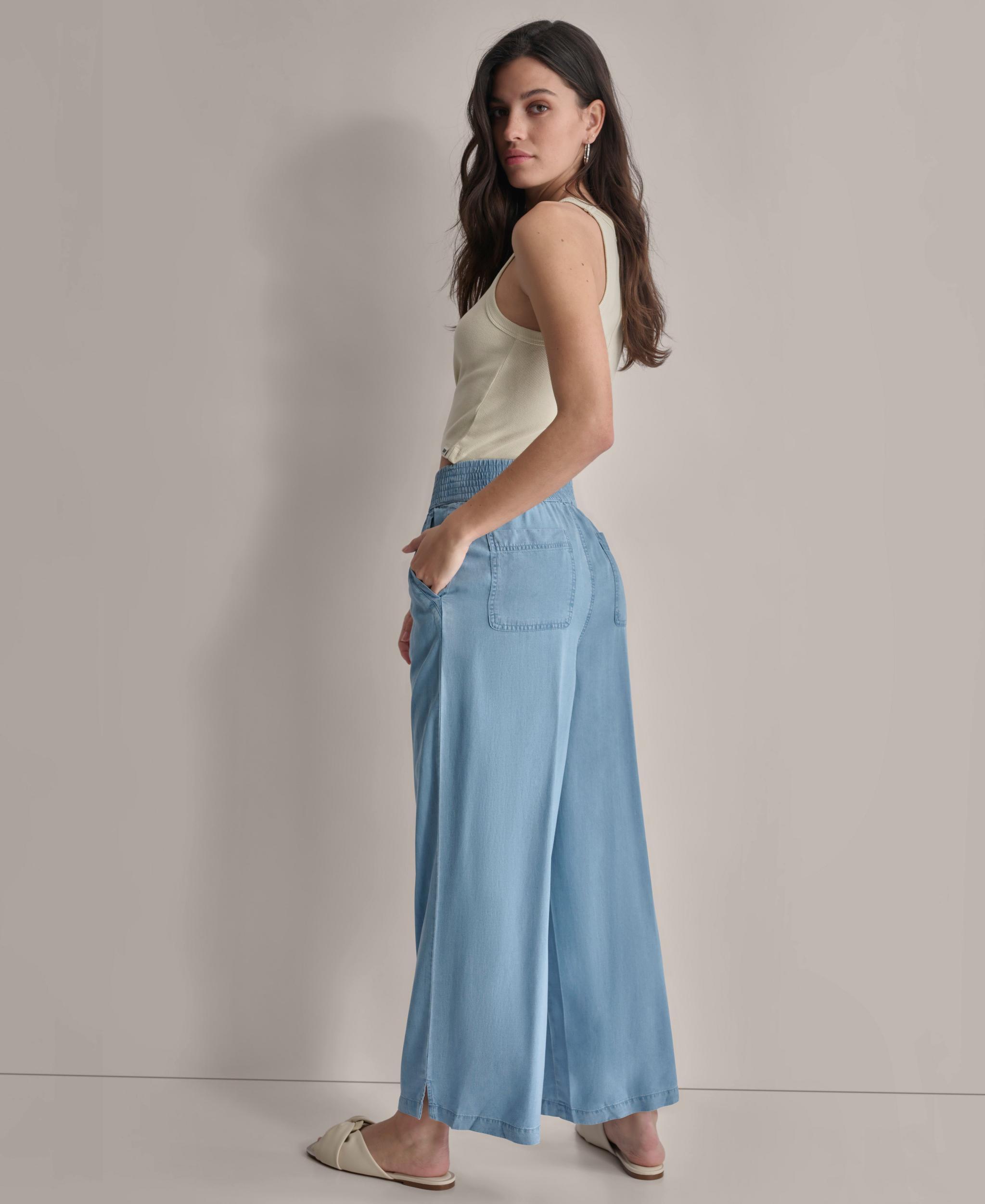 GARMENT DYE WIDE LEG ANKLE PANT Product Image