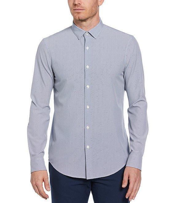 Perry Ellis Slim Fit Geo Print Long Sleeve Woven Shirt Product Image