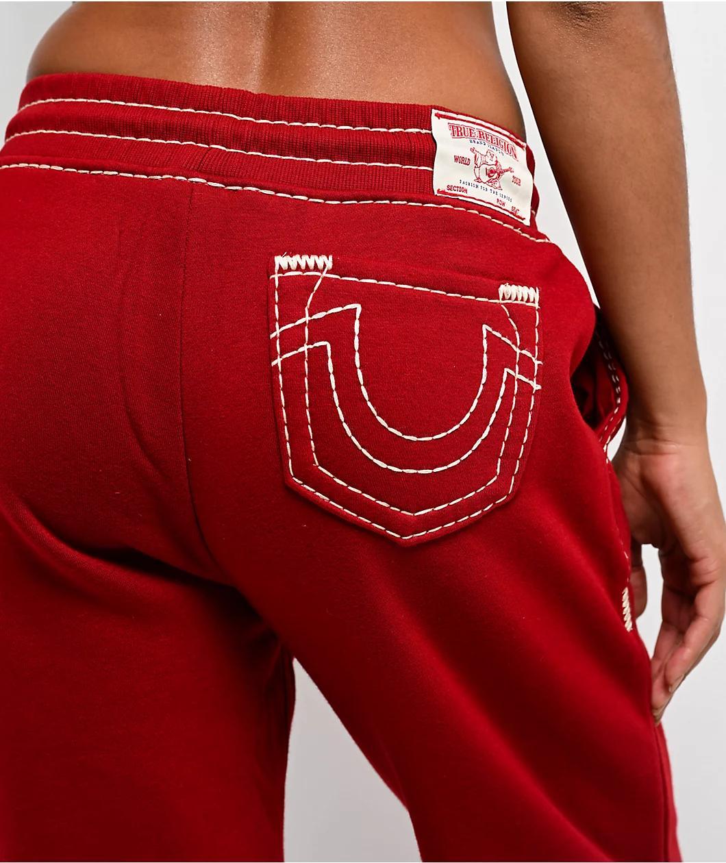 True Religion Super T Fleece Ruby Red Sweatpants Product Image