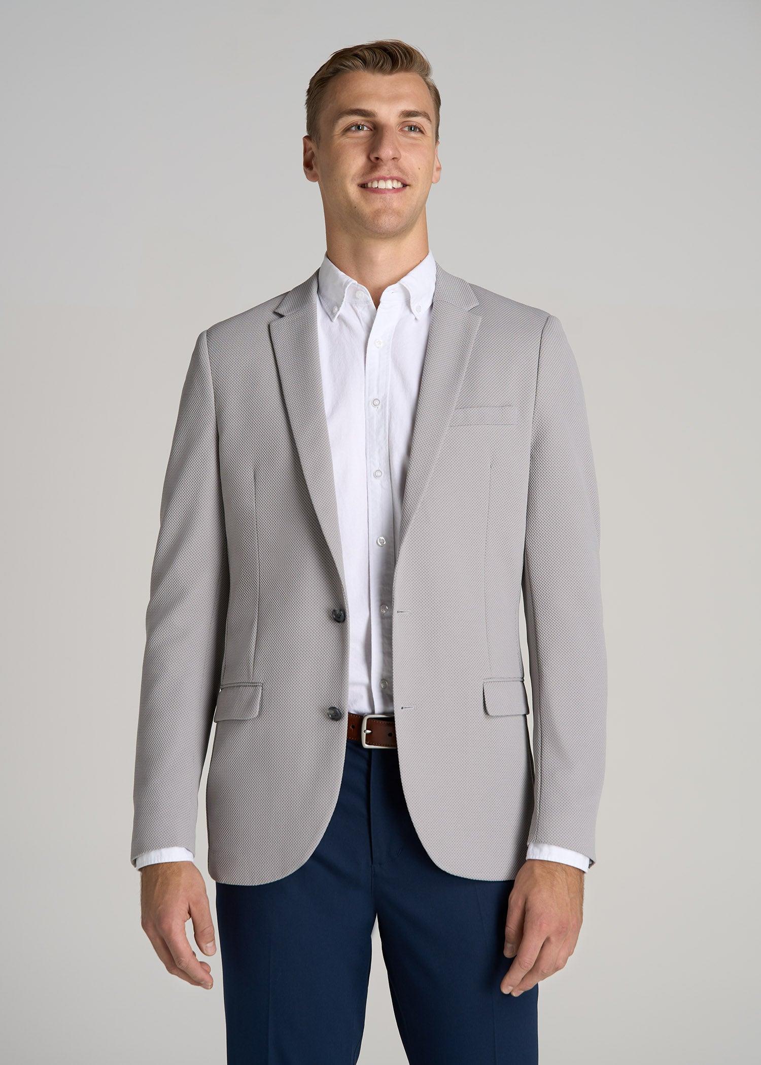 Textured Blazer for Tall Men in Soft Grey Male Product Image