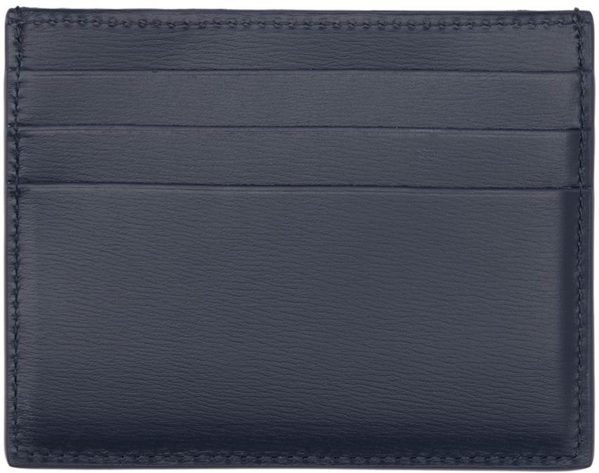 FERRAGAMO Navy Stamped-logo Card Holder In Midnight Nero Product Image