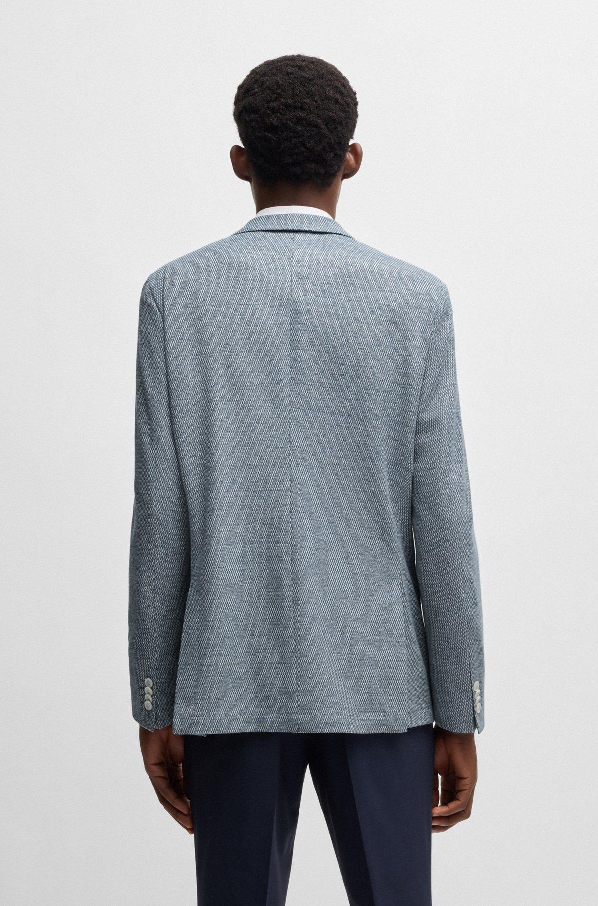 Regular-fit patterned blazer with linen and cotton Product Image
