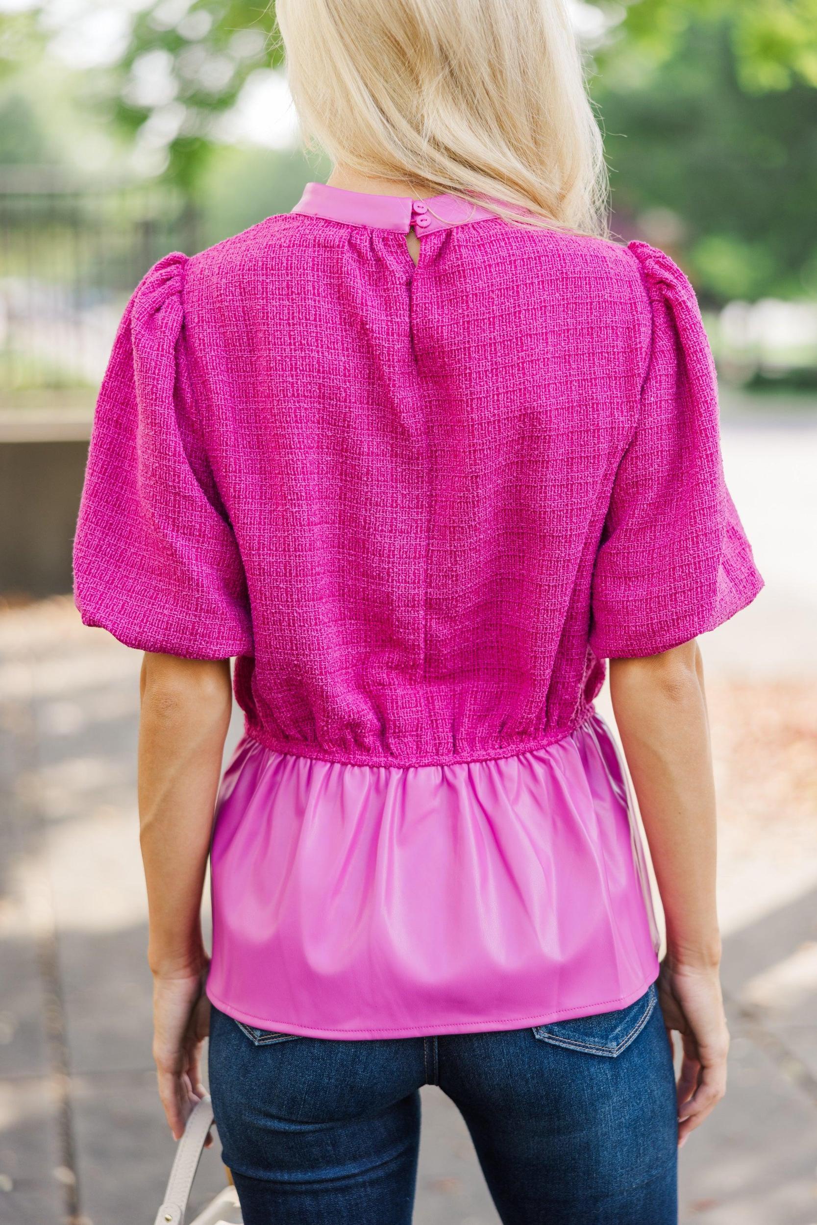 Keep You Around Pink Tweed Blouse Female Product Image