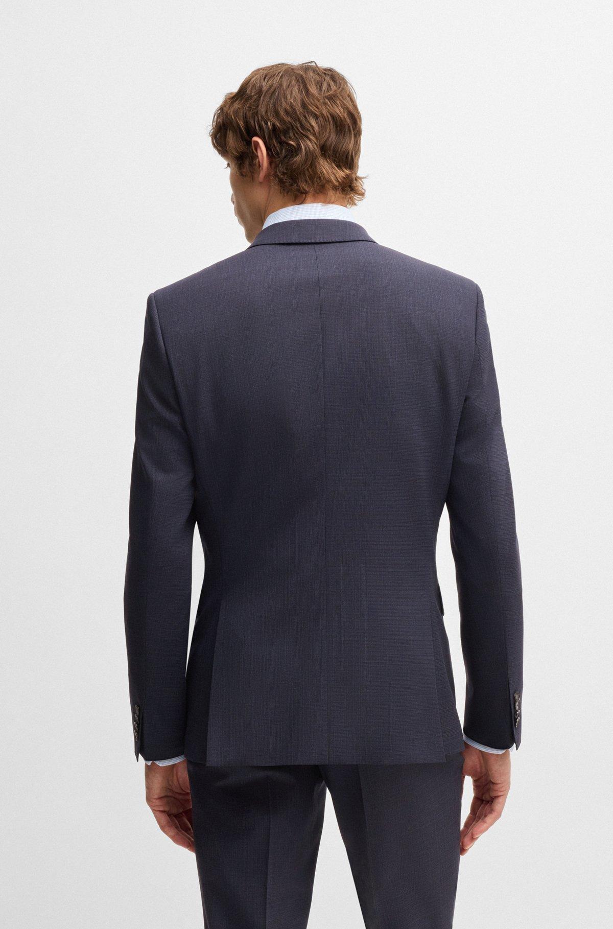 BOSS - Slim-fit suit in micro-patterned stretch cloth - Dark Blue Product Image