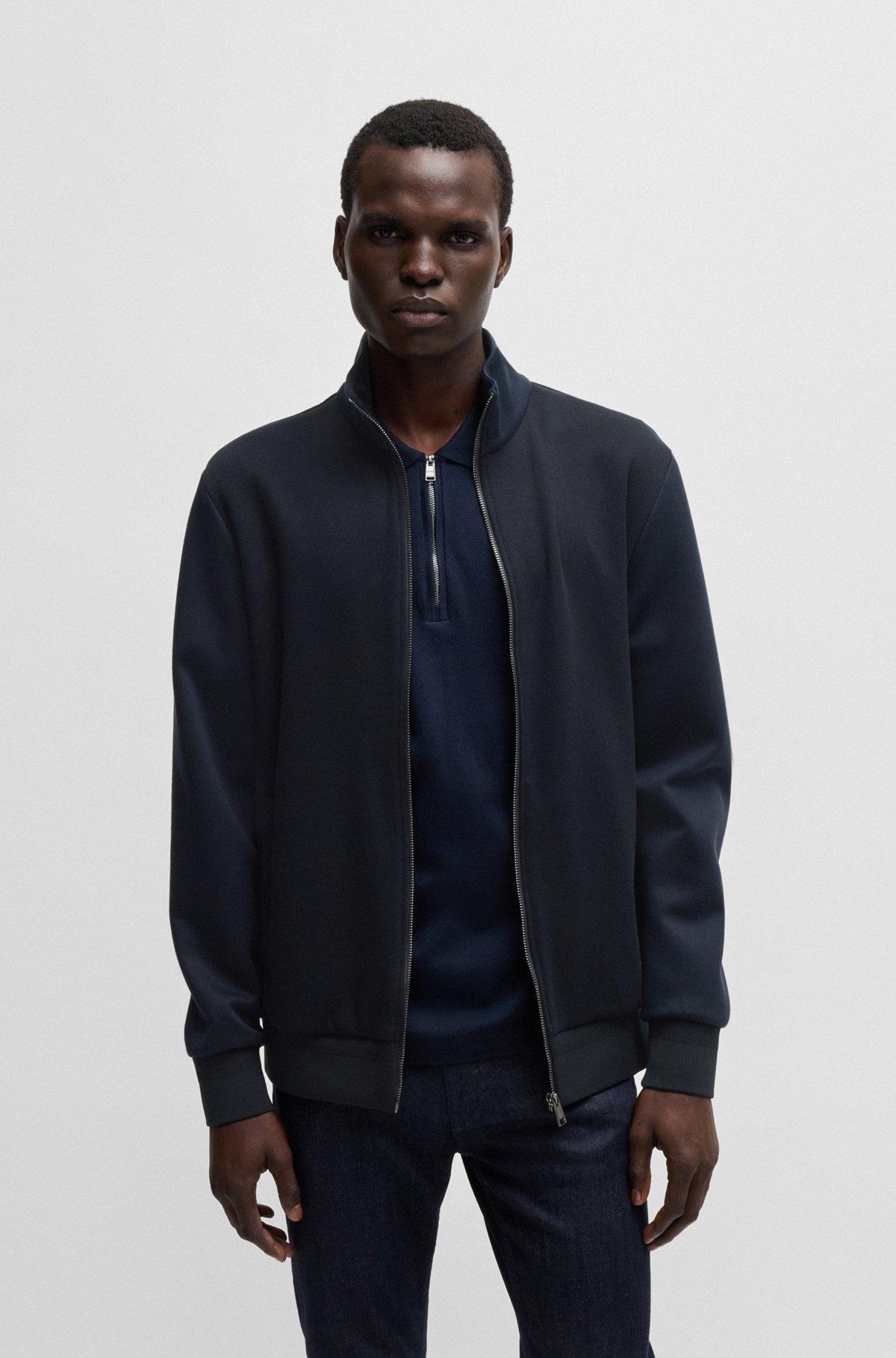 Boss Regular-Fit Zip-Up Sweater in Stretch Cotton Product Image