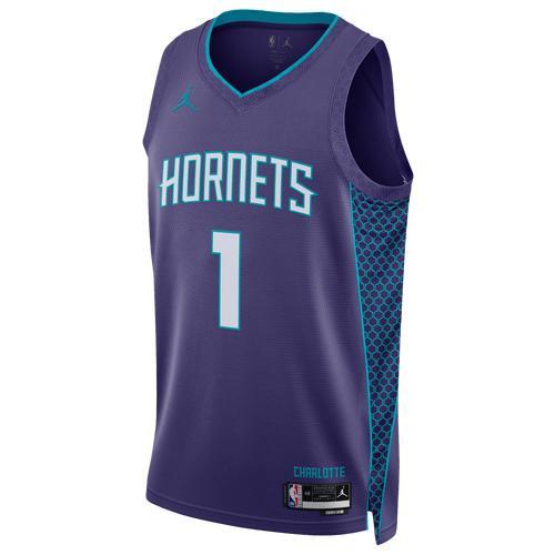 Nike Mens Lamelo Ball Nike Hornets Swingman Jersey - Mens White/Purple Product Image