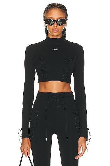 OFF-WHITE Long Sleeve Crop Top Black. (also in ). Product Image