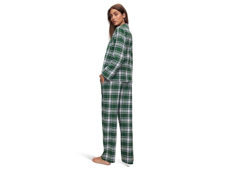 Eberjey Flannel Long PJ Set (Tartan Plaid Forest Green) Women's Pajama Sets Product Image