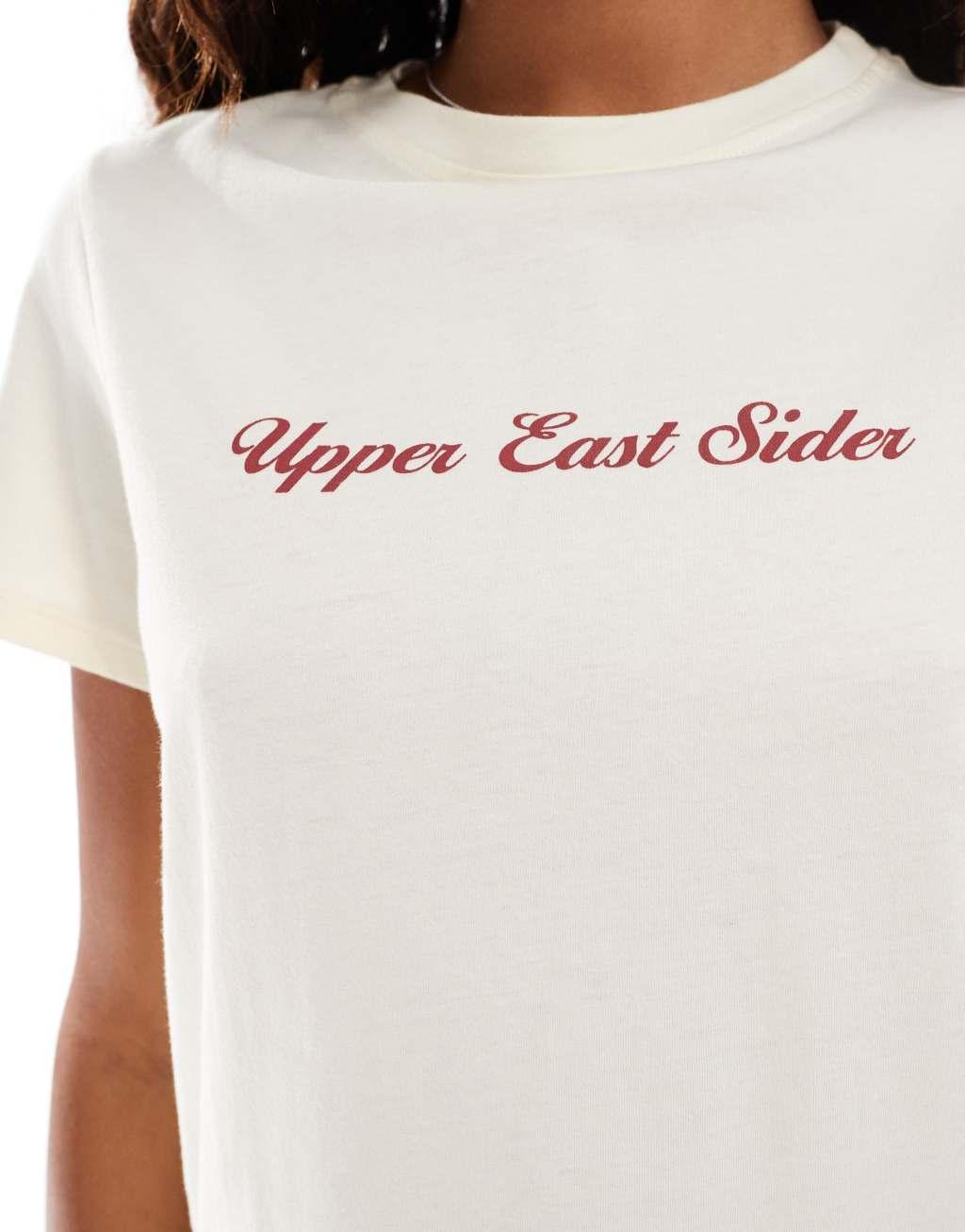 Motel saki upper east sider t-shirt in cream Product Image